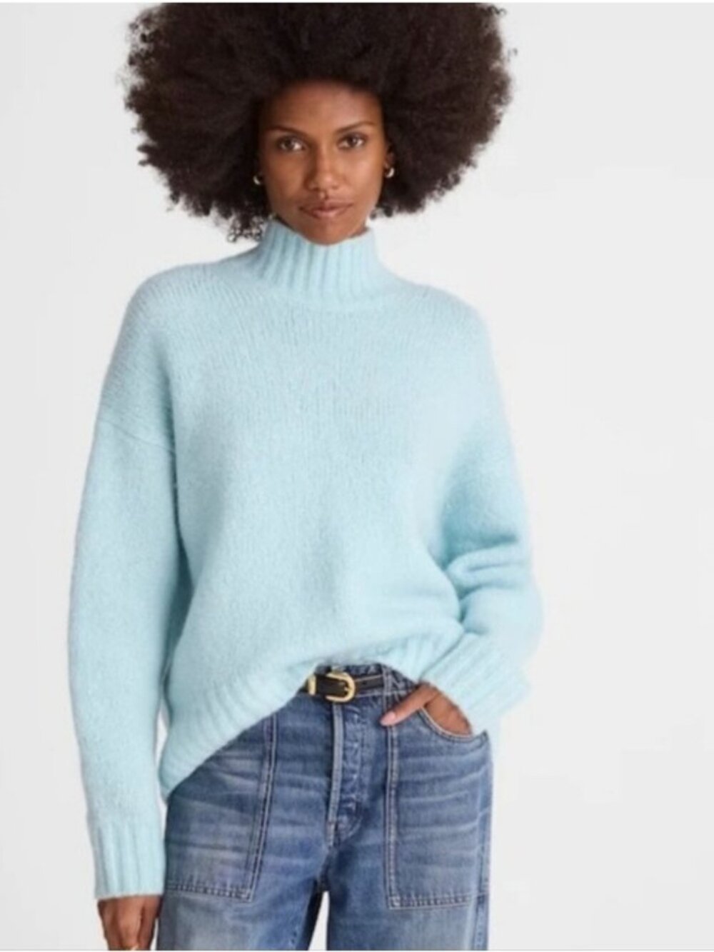 Madewell Alpaca Wool Blend Mock Neck Hi-Low Sweater Medium New Alpaca Blend
